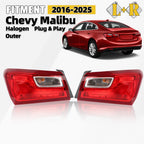 Halogen Outer Tail Light Pair for Chevy Malibu (2016–2025)