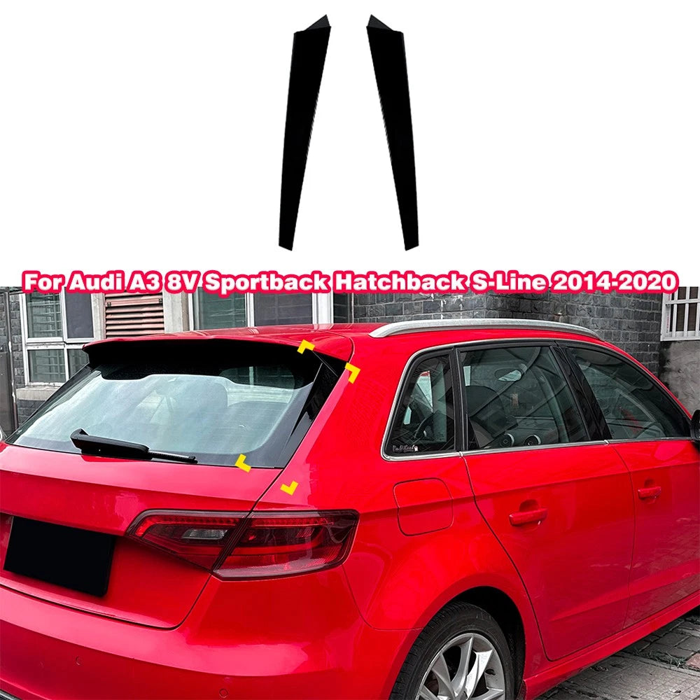 Rear Window Side Spoilers for Audi A3 8V Sportback S-Line (2014–2020) Gloss Black