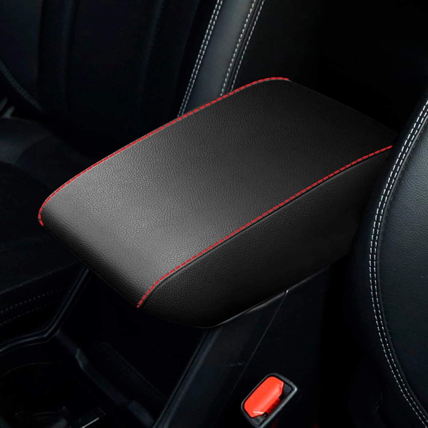 Console Lid Armrest Cover for Subaru Forester (2019–2024) Red Stitch