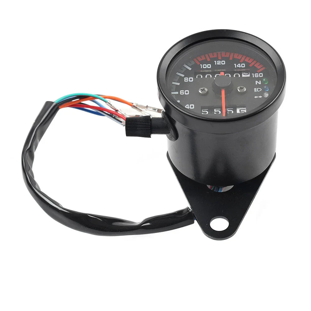 Mini Speedometer Odometer Gauge w/ Indicator Light for Motorcycle (12V)