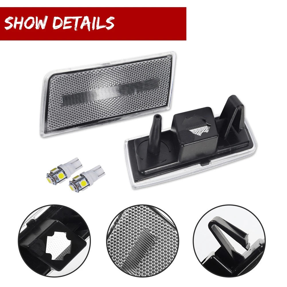 Clear Lens Front Side Marker Lights for Chrysler 300 (2005–2010) with LED