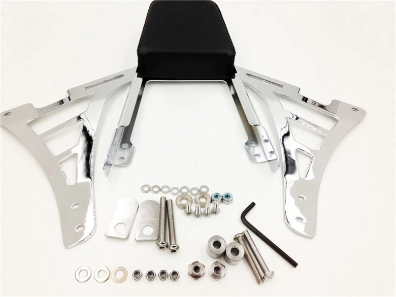 Chrome Backrest Sissy Bar with Leather Pad for Harley Sportster 883 1200 (2004–2023)