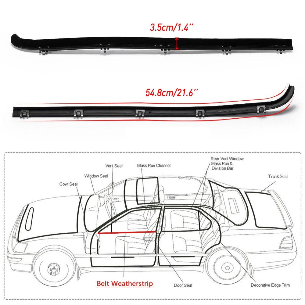 Weatherstrip Glass Window Run Channel for Ford F150 Bronco F250 F350 F450 (1980–1997)