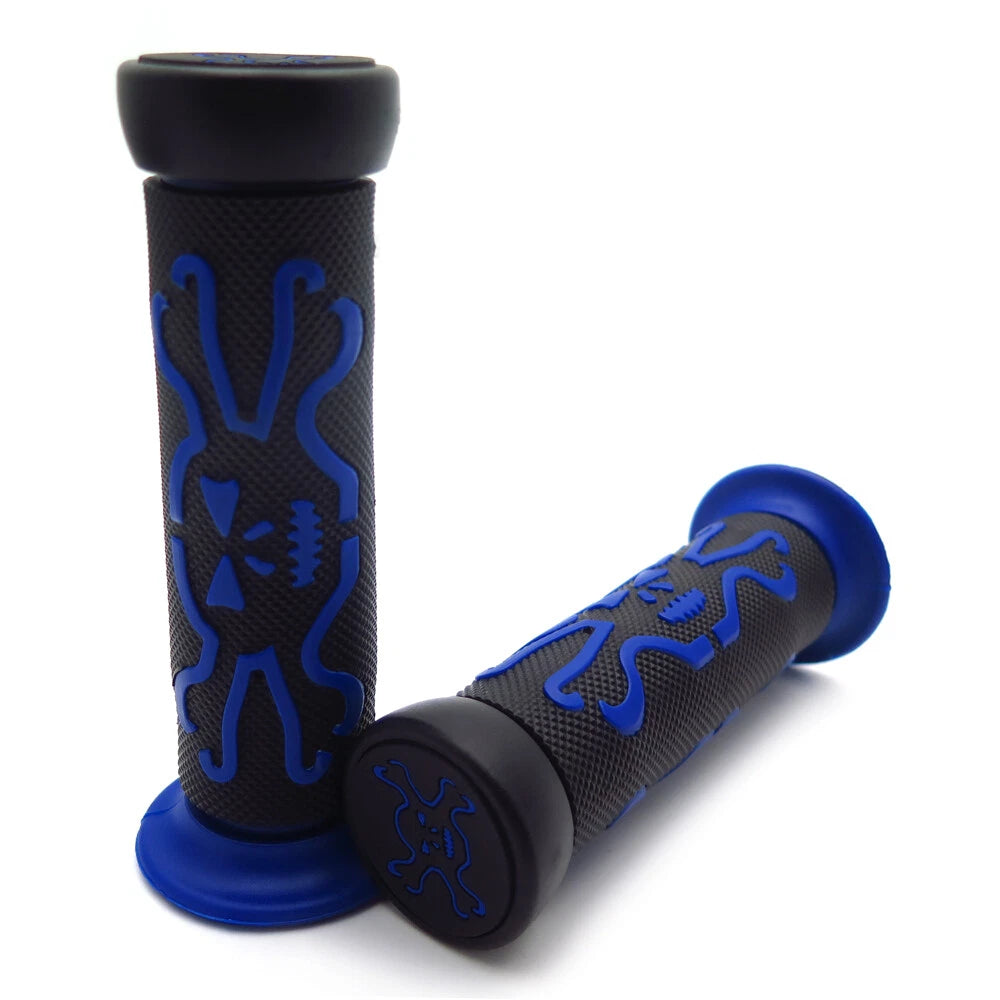 7/8" Blue Skull Rubber Hand Grips for Honda CBR600 F3 F4i 900 RR (1997–2007)