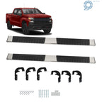 Set of 2 Silver Running Boards for Chevy Silverado 1500 Double Cab (2019–2024)