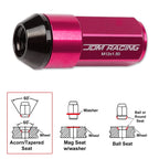 Set of 20 M12X1.5 Pink JDM Cone Seat Hex Wheel Lug Nuts with Cap & Extension
