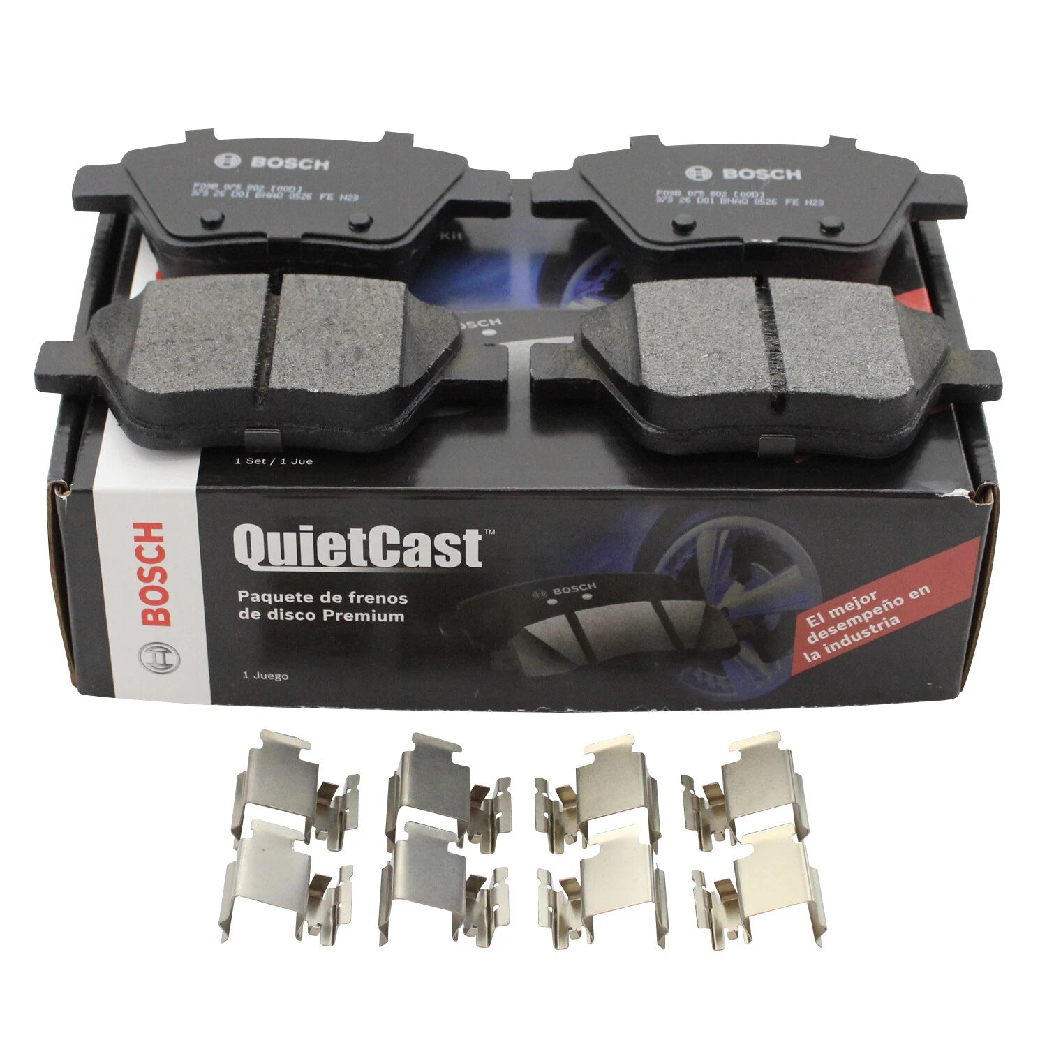 Set of 4 Bosch QuietCast Rear Semi-Metallic Brake Pads for A3 Quattro Eos Golf Passat (2006–2016)