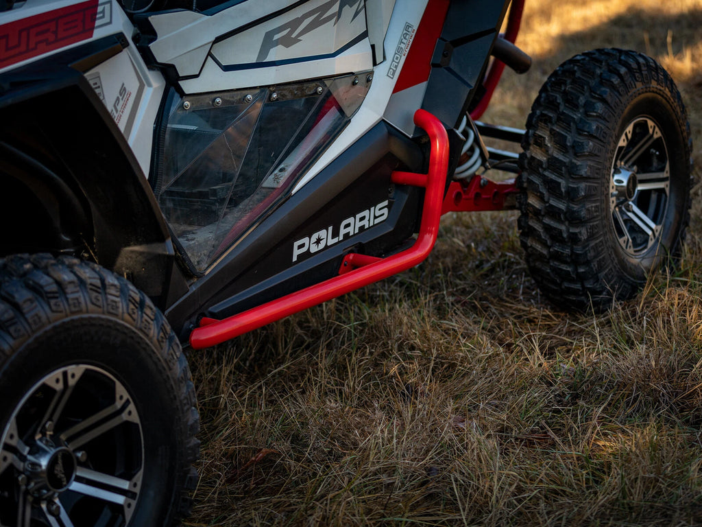 SuperATV Heavy Duty Nerf Bars for Polaris RZR 900 / S 900 (2015–2023) - Red