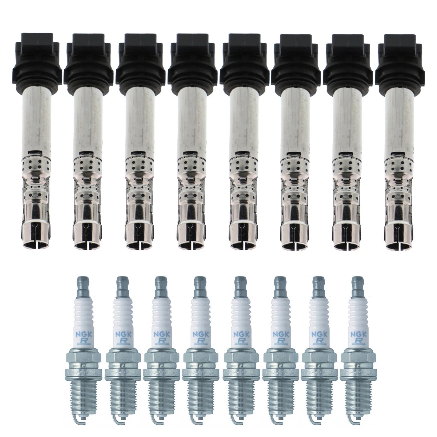 Set of 8 Ignition Coils & NGK V-Power Spark Plugs for Passat A8 Quattro (1998–2005)