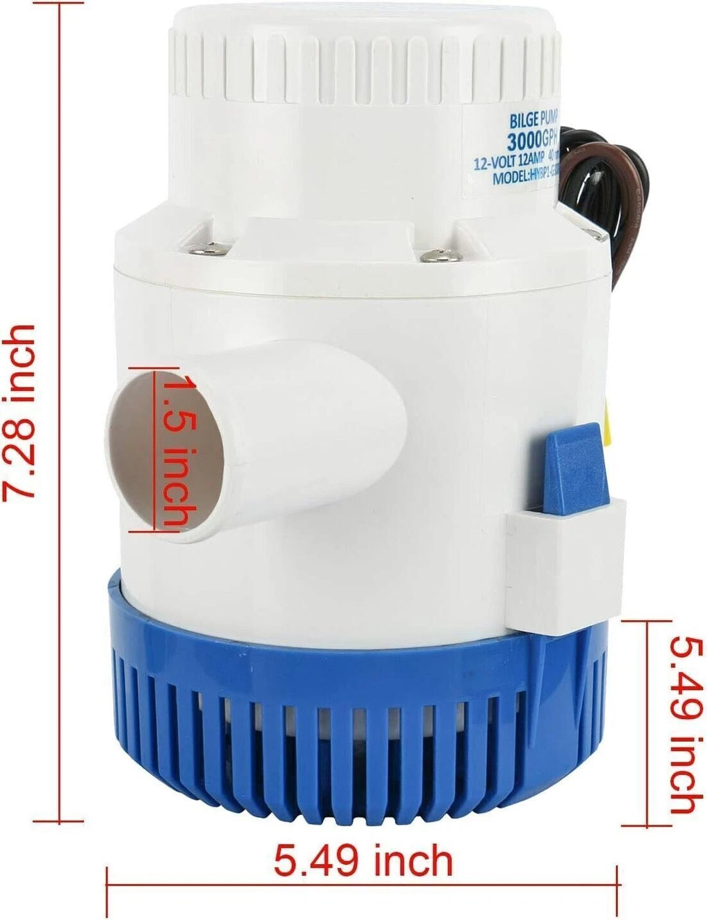 12V 3000GPH Electric Bilge Pump for Boat Marine