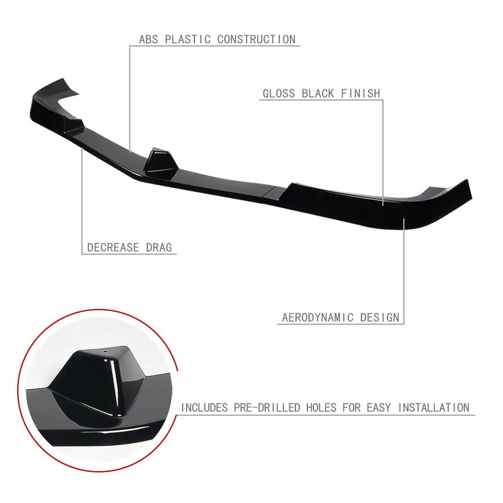3Pcs Front Bumper Lip Splitter for Mercedes W204 C300 C350 (2012–2014)