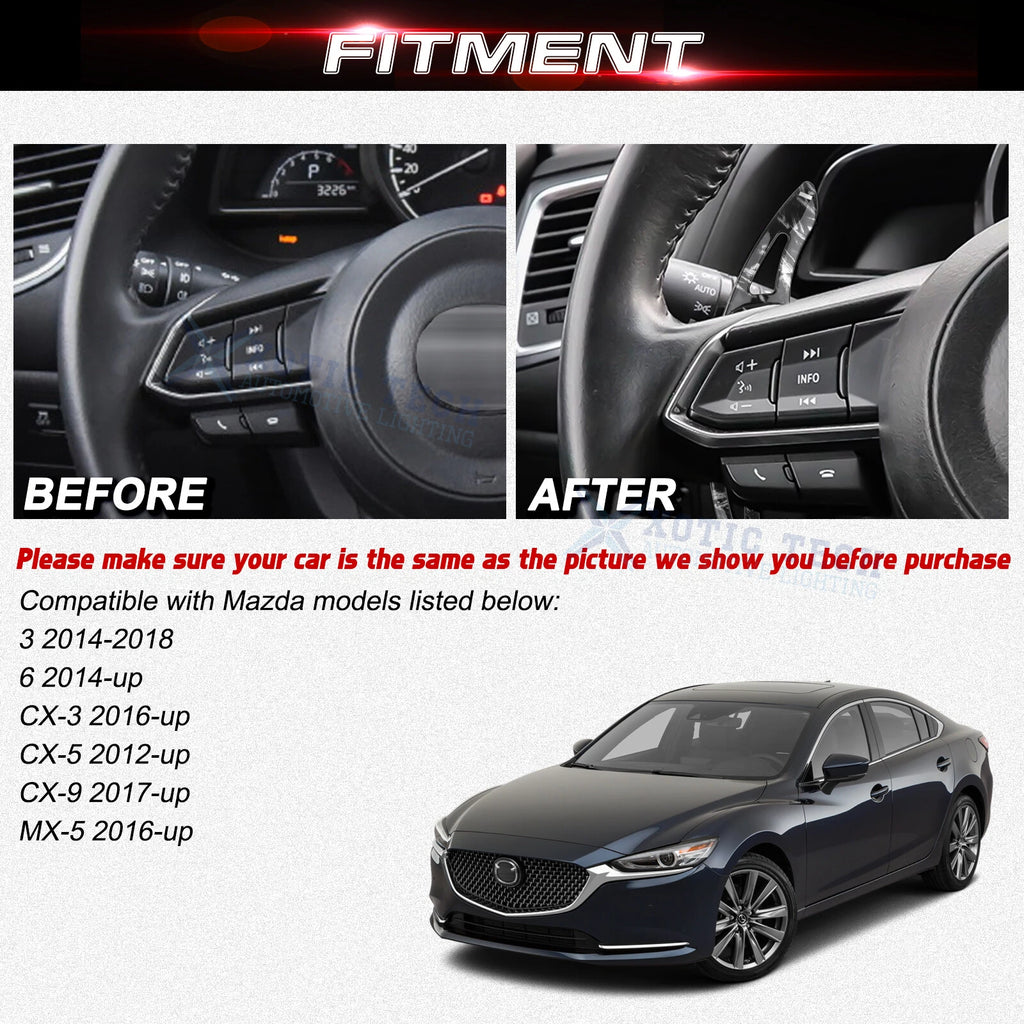 Black Forged Pattern Paddle Extended Shifter Trim for Mazda (2014-2021)