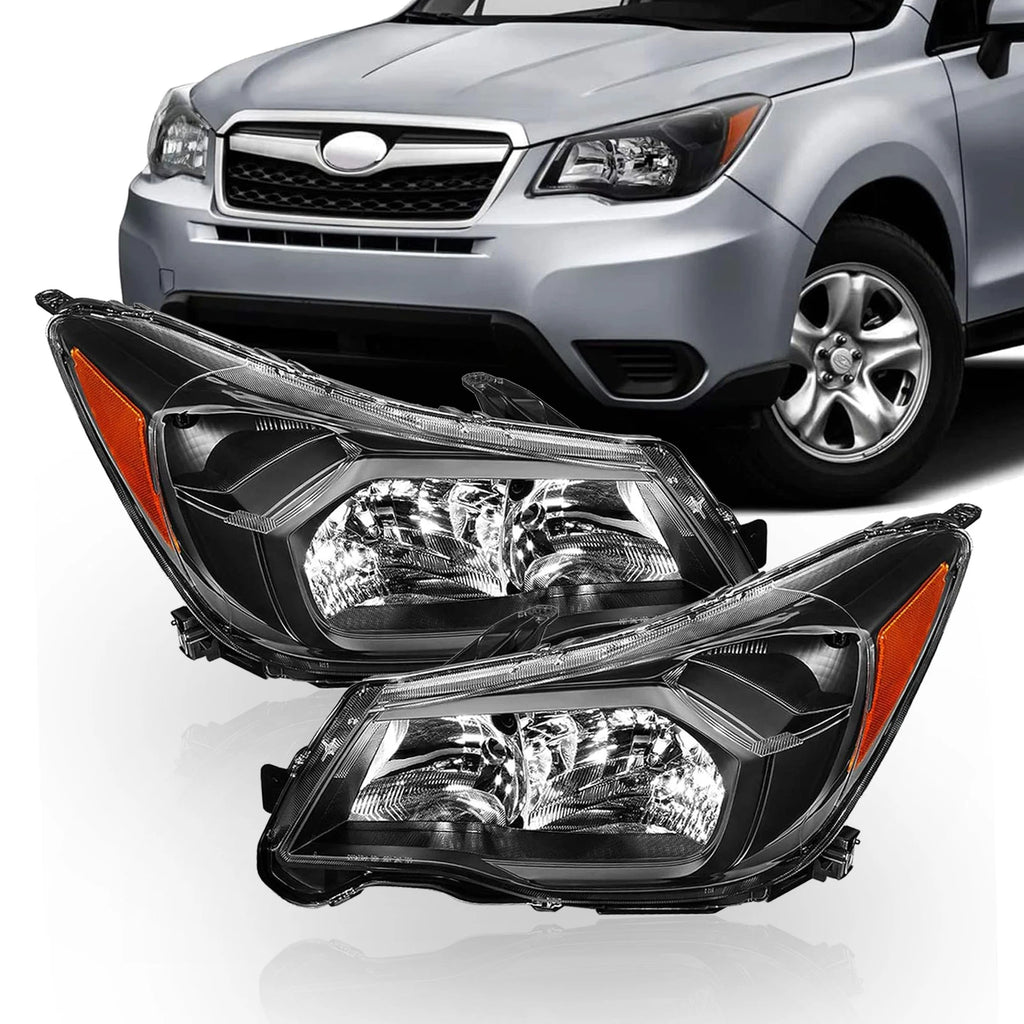 Pair of Black Halogen Headlight Lamps for Subaru Forester (2014–2016)