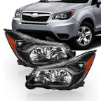 Pair of Black Halogen Headlight Lamps for Subaru Forester (2014–2016)