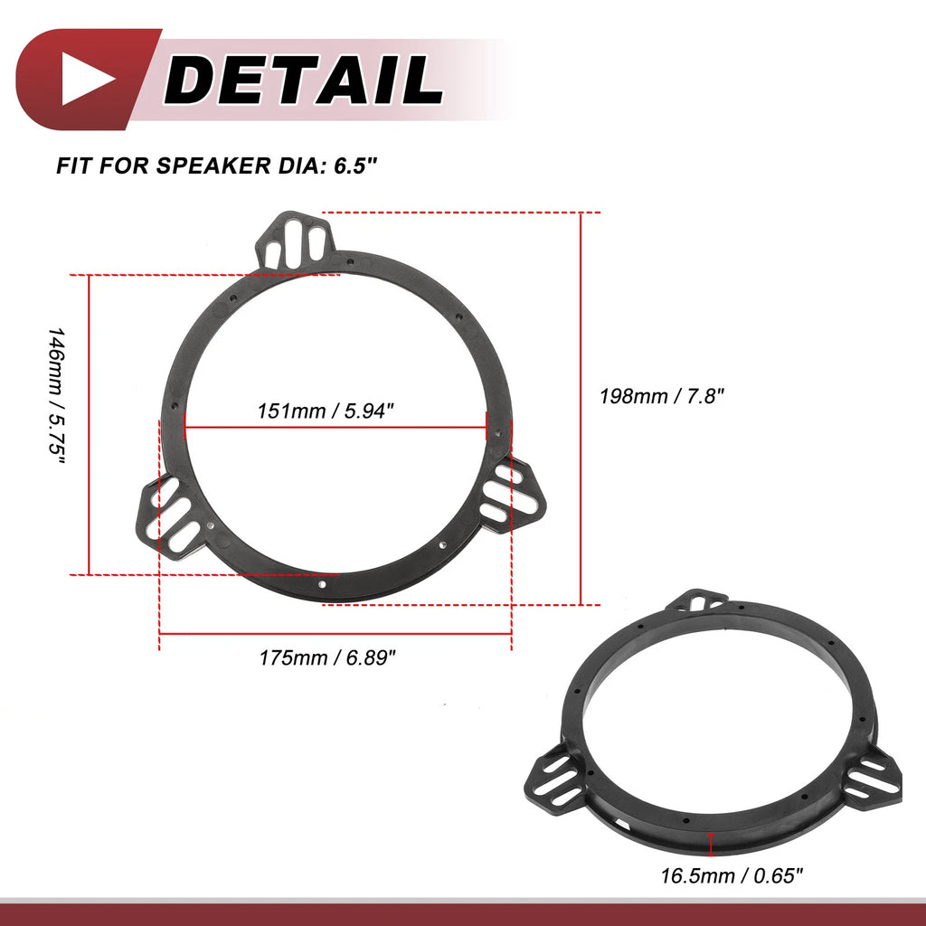 Set of 2 Speaker Spacer Rings for Honda Civic (2001–2005) Rear 6.5"