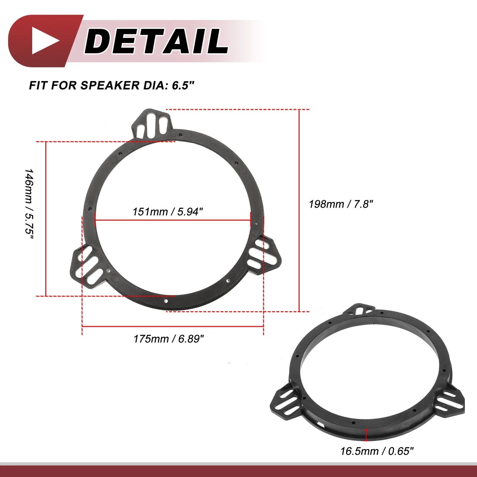 Set of 2 Speaker Spacer Rings for Honda Civic (2001–2005) Rear 6.5"