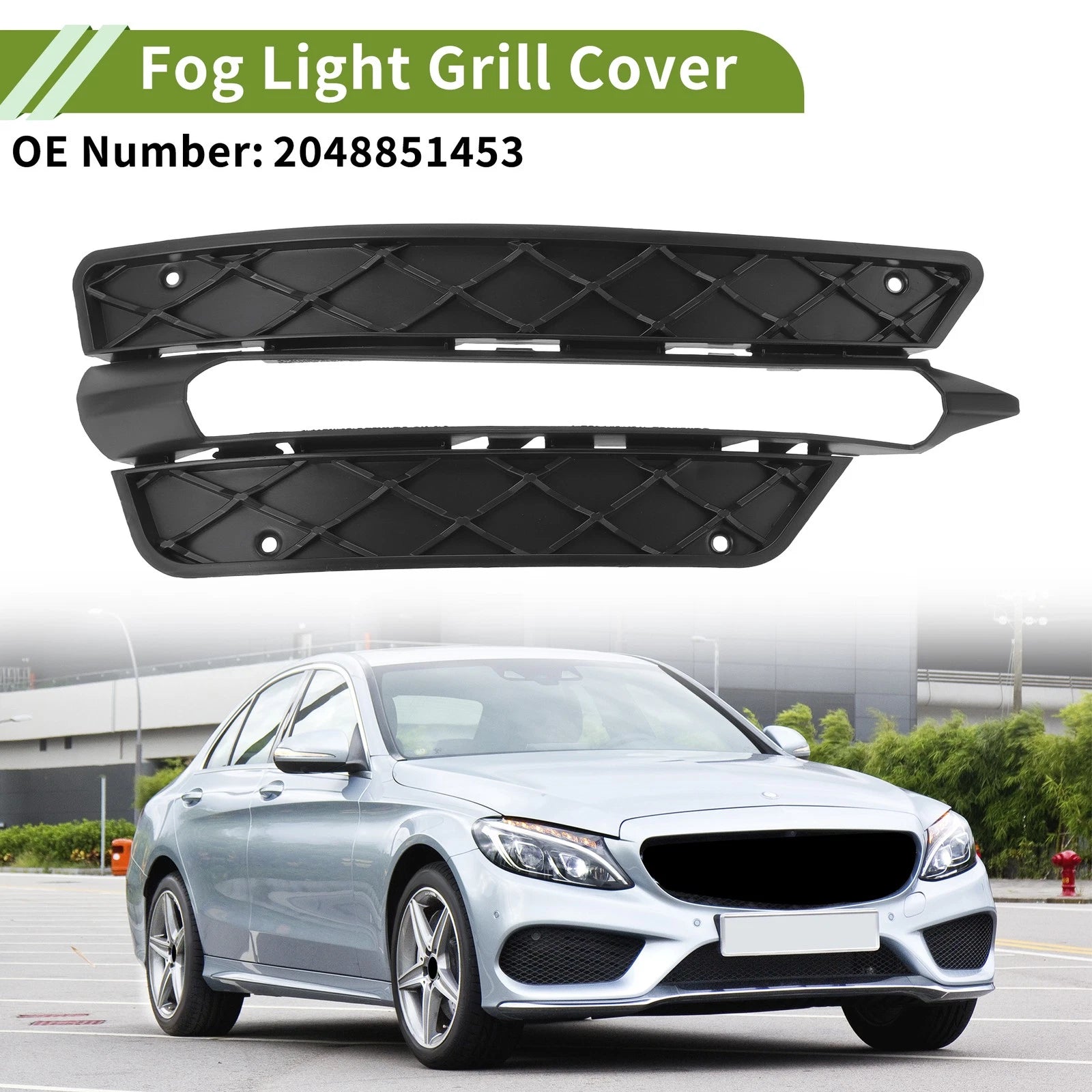 1 Pc Fog Light Grill for Mercedes-Benz C350 (2008–2015) No. 2048851453 Black