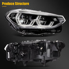 Set of 2 Full LED Headlights for BMW X4 X3 (2019–2021)