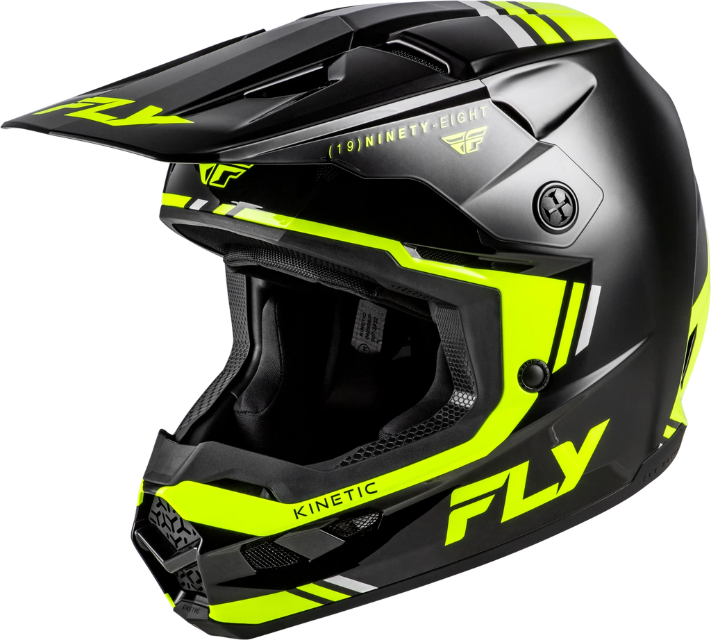 FLY Racing Kinetic Verdict Off-Road Helmet for Large Size (Black/Hi-Vis Yellow/Grey)