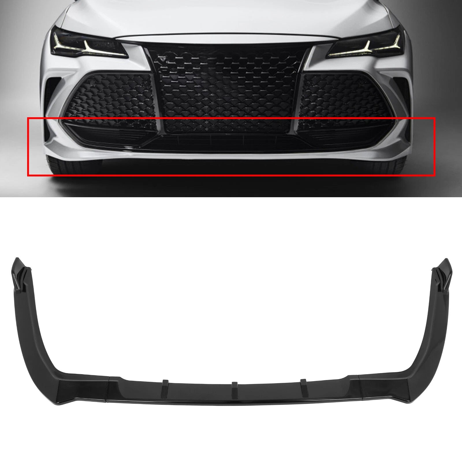 Front Bumper Lip Spoiler for Toyota Avalon (2019–2021) - Glossy Black