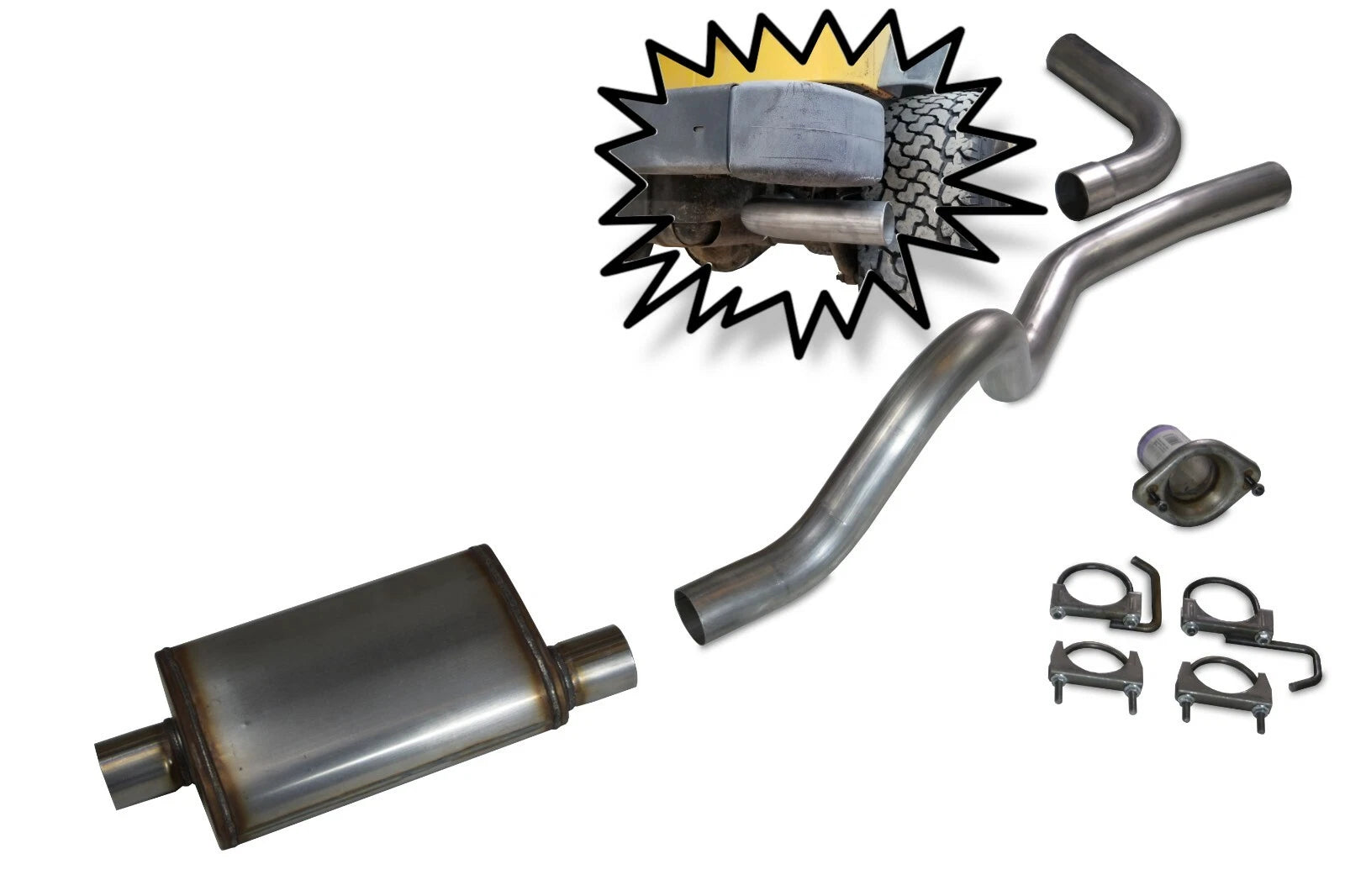 2.5" Exhaust Kit for Jeep Wrangler (1997–2000) - Stainless Muffler, Side Exit