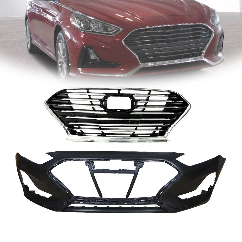 Front Bumper Cover & Upper Grille for Hyundai Sonata (2018–2019)