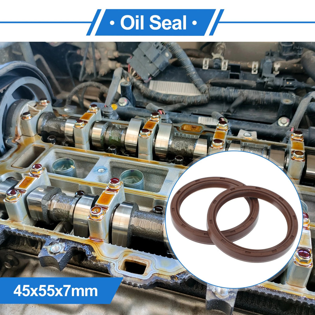 2X Oil Seal Rotary Shaft Seal FKM Rubber 45x55x7mm for Various Models