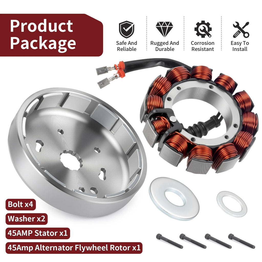 45Amp Stator Flywheel Rotor for Harley Electra Glide, Road Glide, Road King (–)