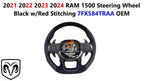 Steering Wheel for RAM 1500 (2021–2024) Black w/Red Stitching 7FX584TRAA