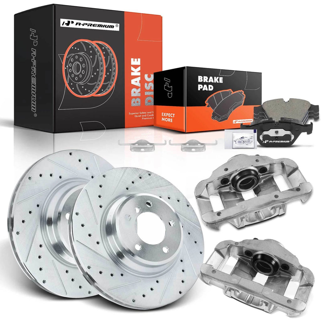 Front Disc Brake Rotor & Pad + Caliper for BMW E90 335d 335i (2007–2013)