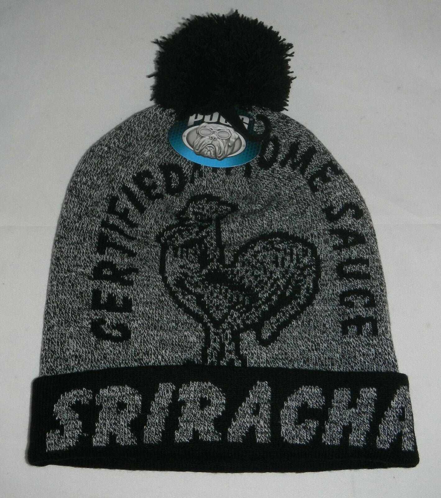 NWT Sriracha Hot Sauce Logo Winter Beanie Pom Hat Cap