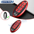 Soft Red TPU+Leather Full Cover Keyless Key Holder Shell Case for Nissan (2013–2021)