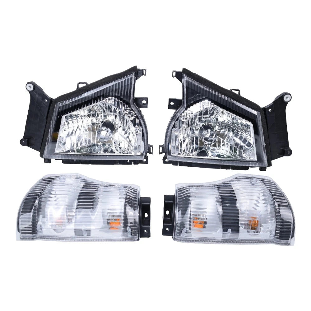 Set of 4 Headlights + Corner Lights for Isuzu NQR, GMC W-4500 (2004–2007)