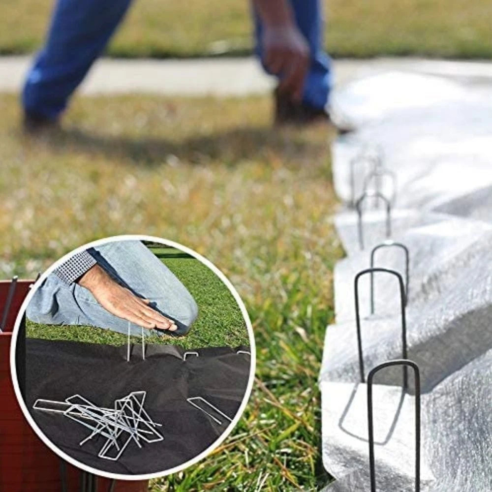 Set of 200 Galvanized 6" Landscape Staples for Garden Projects