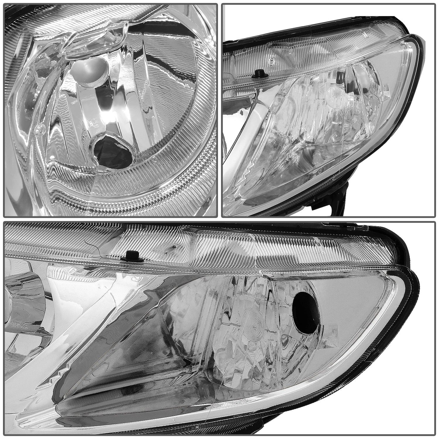 Pair of Chrome/Clear Signal Headlight Lamps for Honda Civic Sedan (2006–2011)