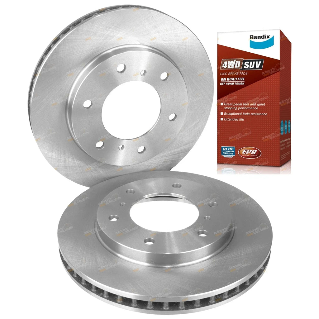 Front Disc Brake Rotors + 4WD Pads for Mitsubishi Challenger PB PC