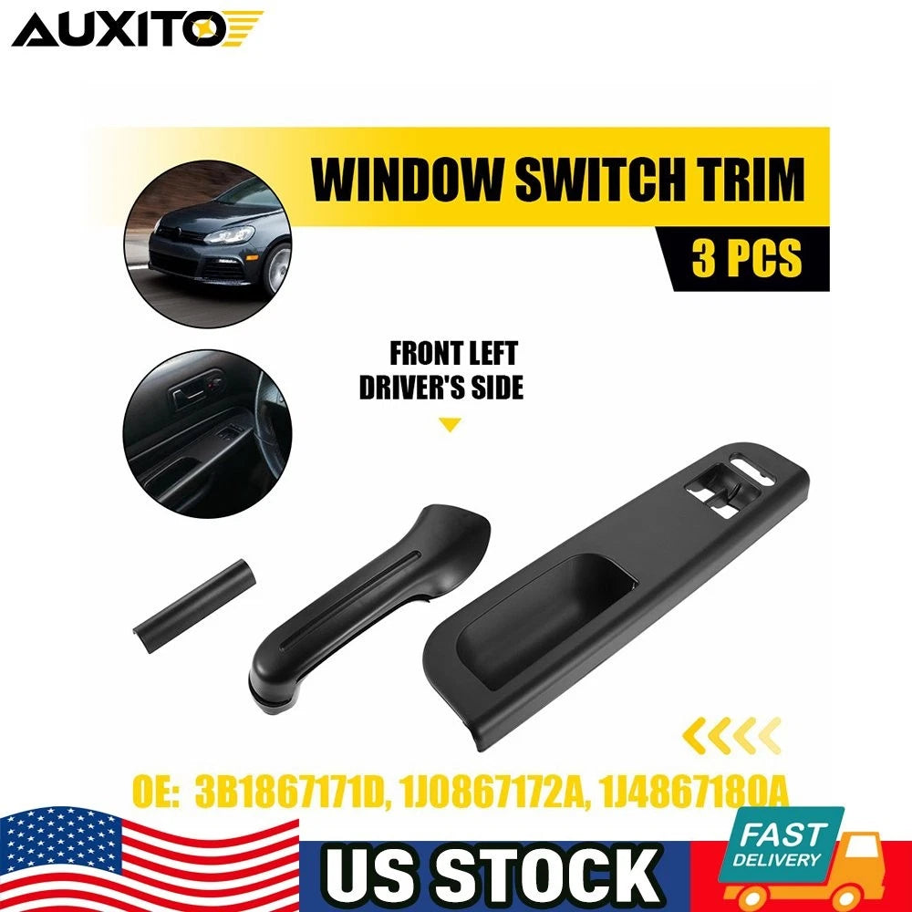 3Pcs Door Grab Handle & Window Switch Panel Bezel for VW Golf MK4 (1998–2006)