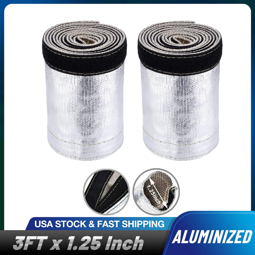 2PCS Metallic Heat Shield Sleeve for Wire Hose Cover Wrap (1.25 in, 3 ft)