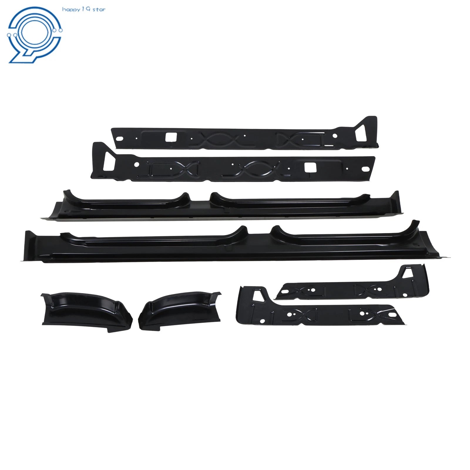 8Pcs Rocker Panel Black for Silverado Sierra 1500 Crew Cab (1999–2007)