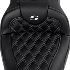 SADDLEMEN Roadsofa Seat with Backrest for FL (2008–2023) - Silver Stitch