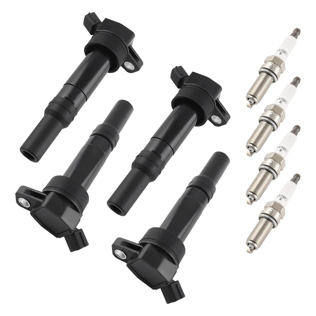 Set of 4 Ignition Coil Pack and Iridium Spark Plugs for Hyundai Kia UF651 97390