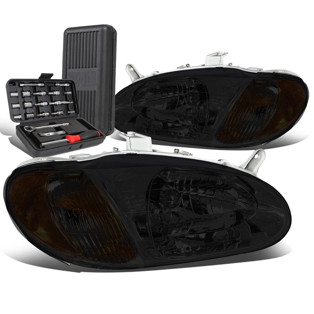 Pair of Smoked Housing Amber Side Headlights for Kia Sephia (1998–2001)