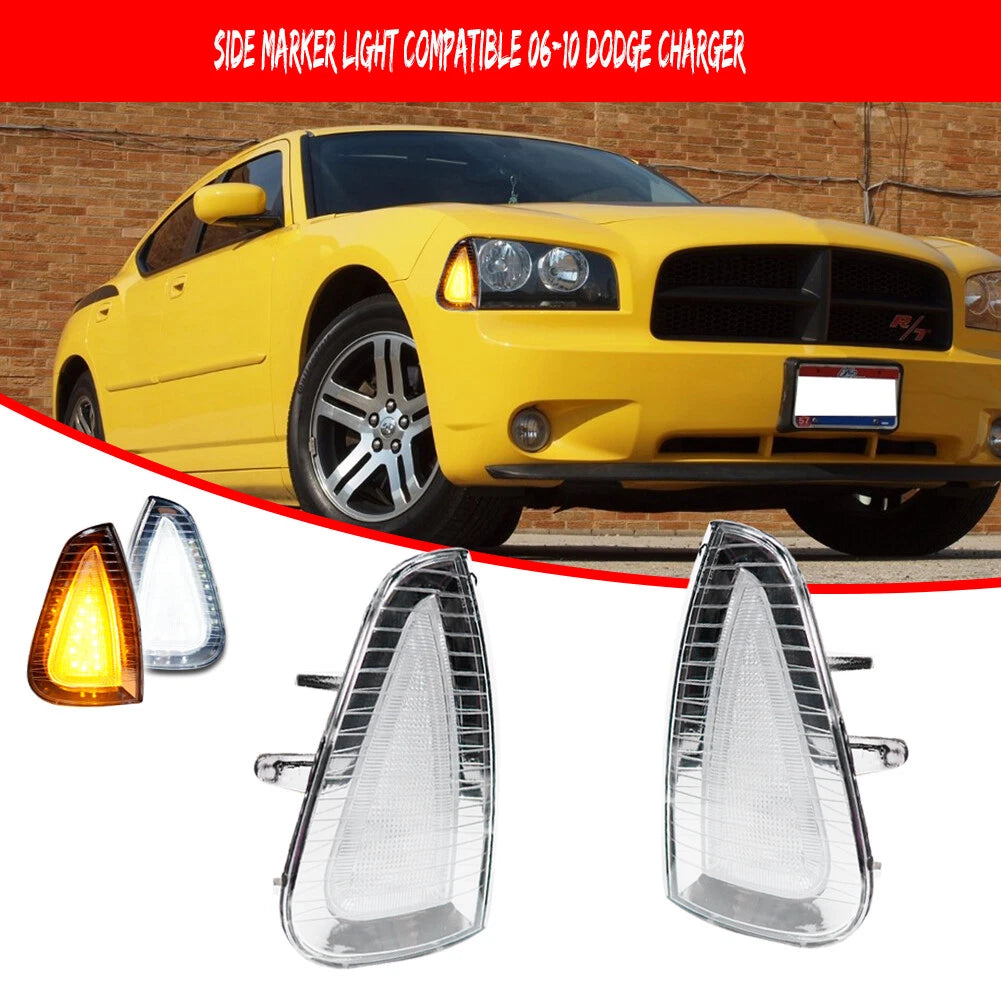 Clear Switchback LED Corner Parking Marker Lights for Dodge Charger (2006–2010)