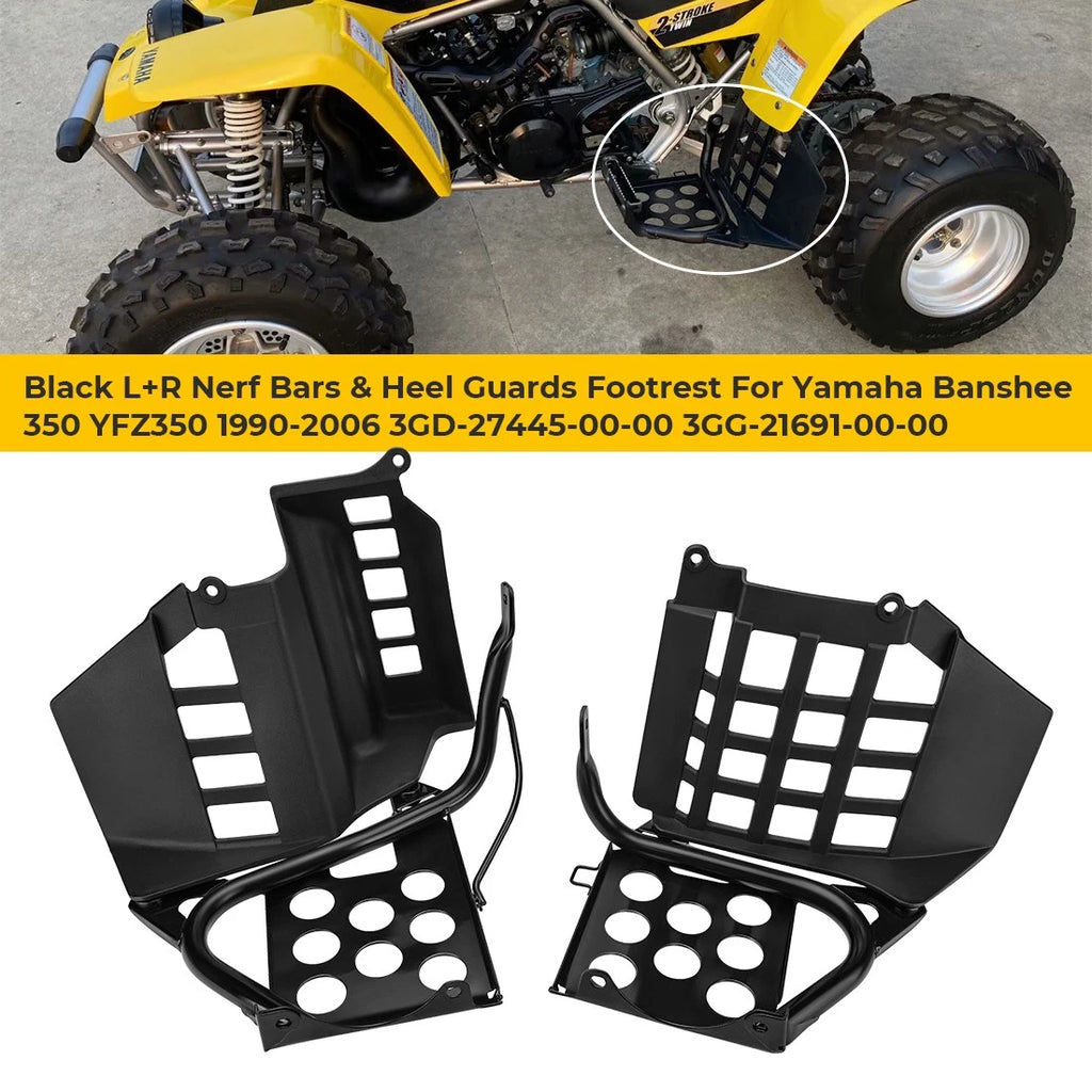 Heel Guards Footrest for Yamaha Banshee 350 (1990–2006) Left Right Nerf Bar