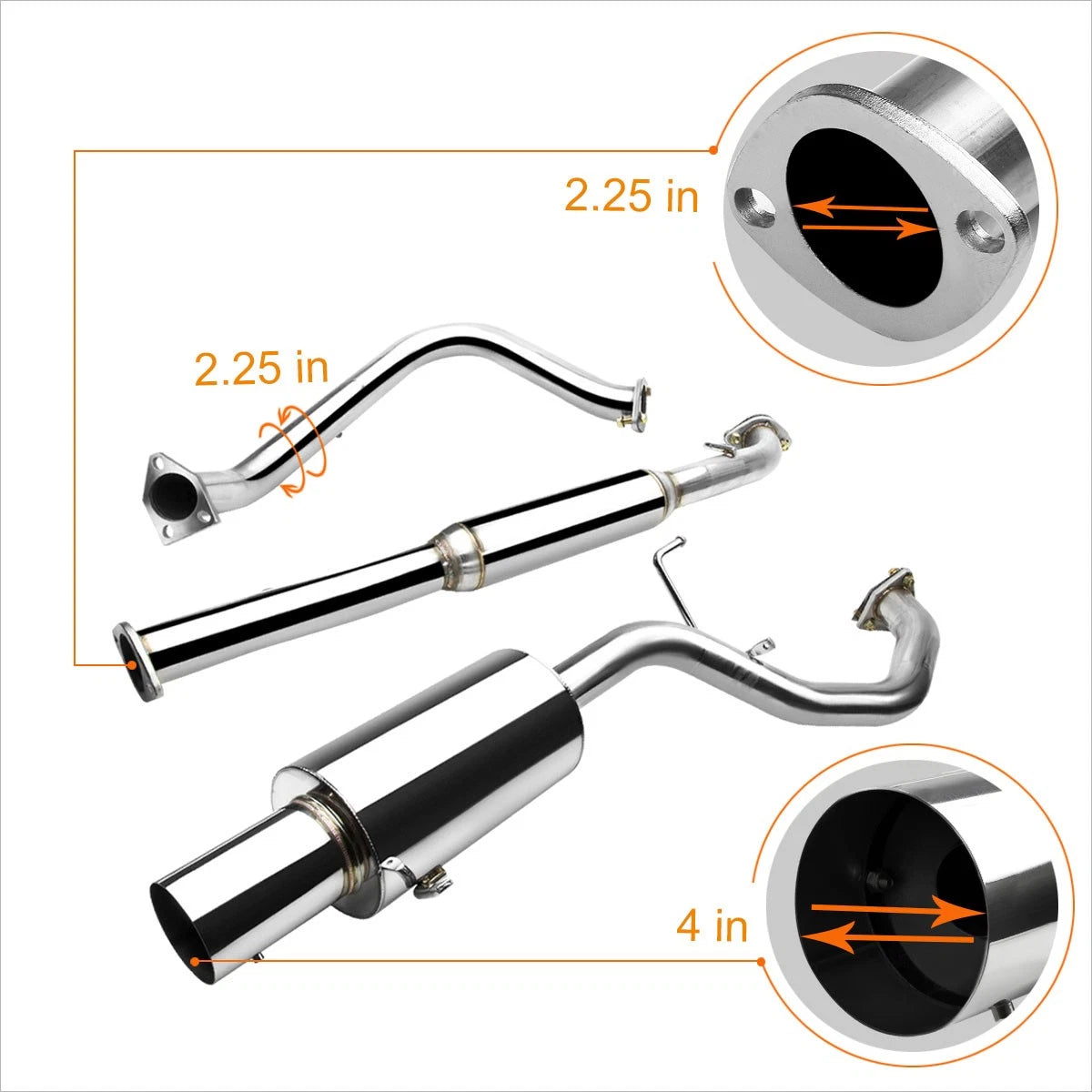 4" Tip Catback Exhaust System for Mitsubishi Galant 2.4L (1999–2003)