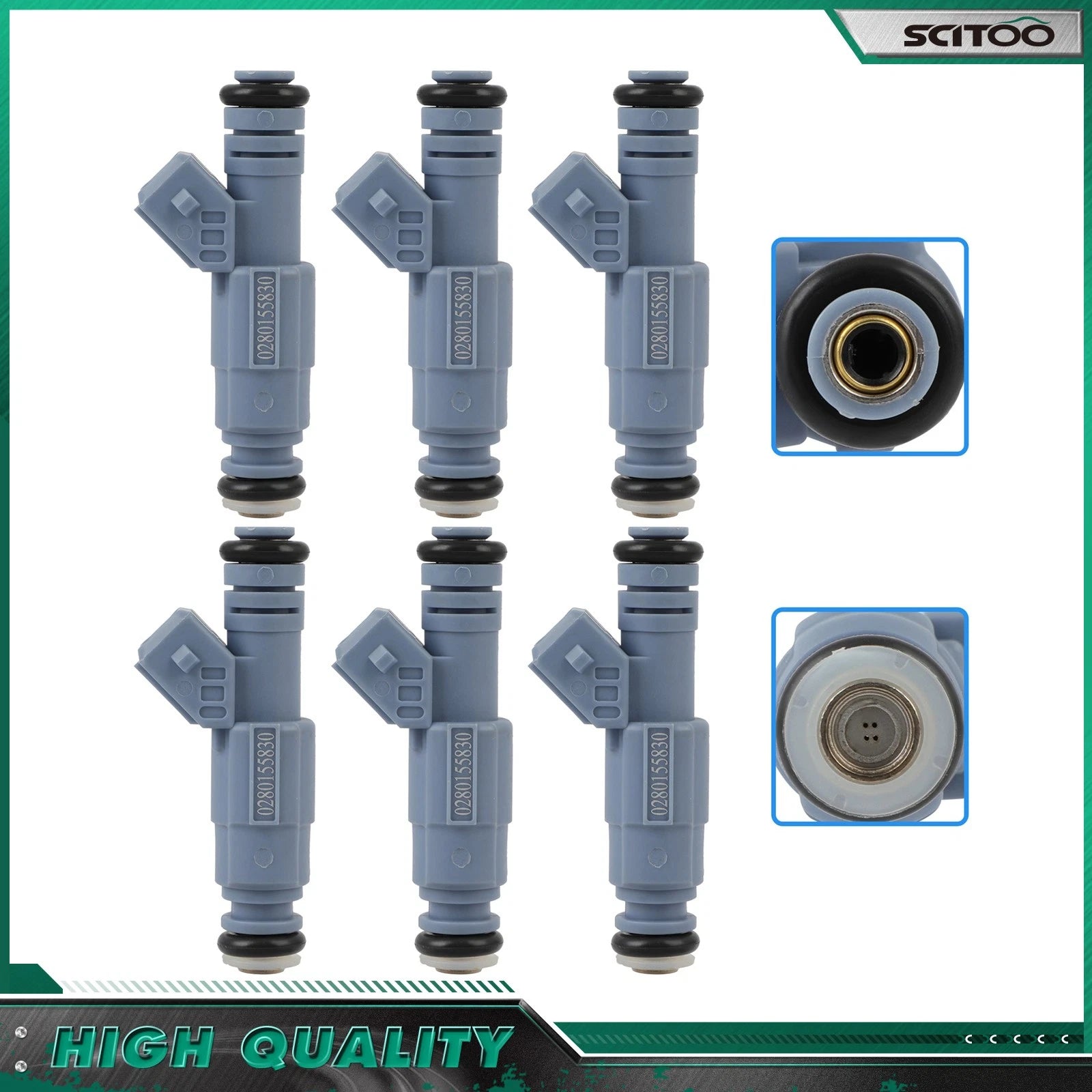 Set of 6 Fuel Injectors for Volvo S80 S60 V70 C70 (2.5L, 2.3L) 0280155830