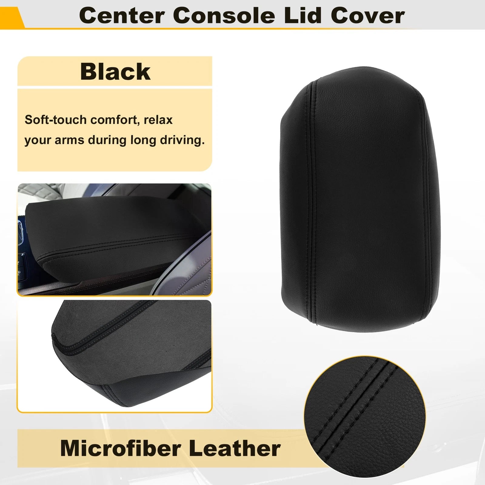 Leather Center Console Lid Armrest Cover for Ford Fusion (2017–2020)