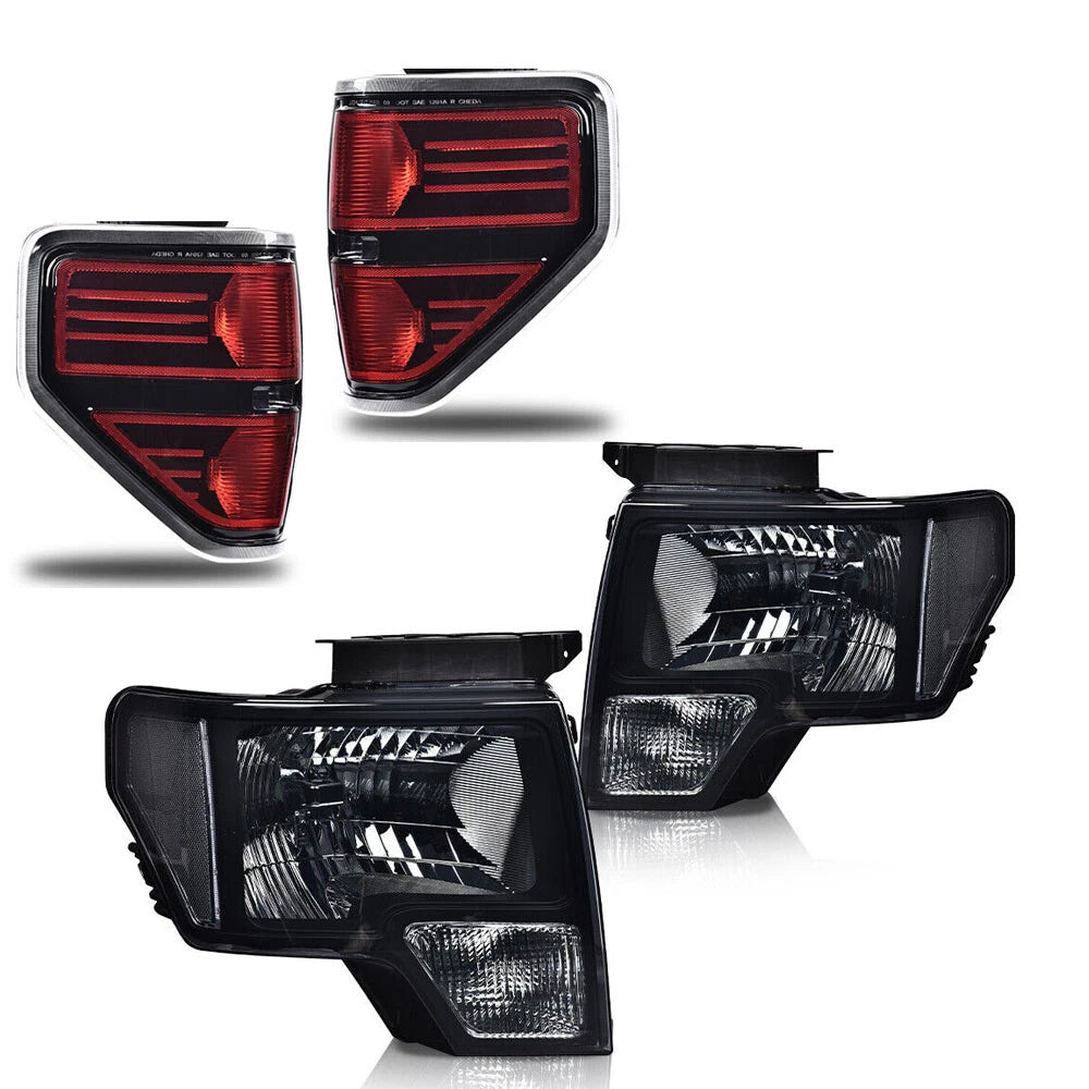 Set of 2 Smoke Lens Tail Lights for Ford F150 (2009–2014)