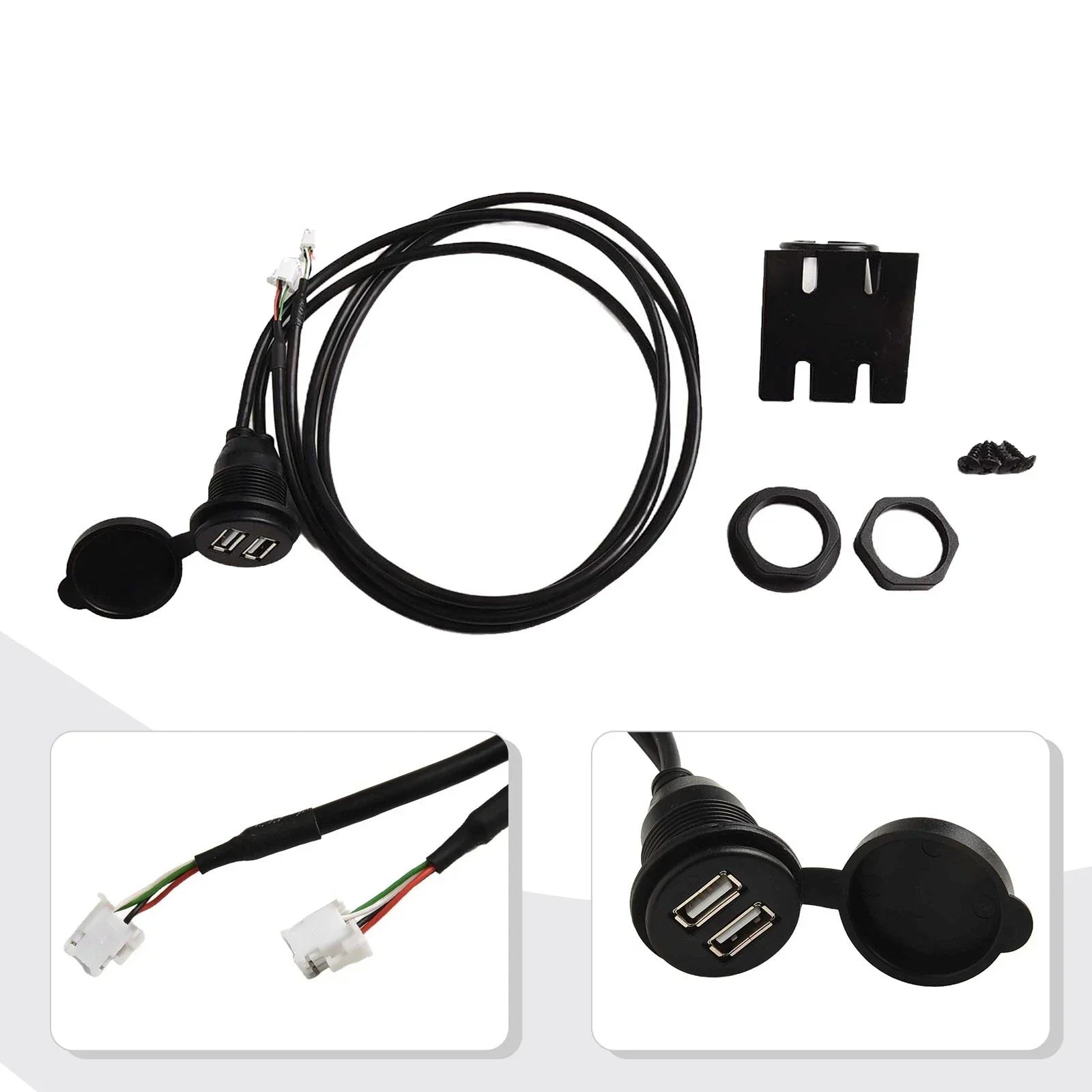 Panel Adapter / 145cm Cable Length / Dual USB Port Flush Mount Car