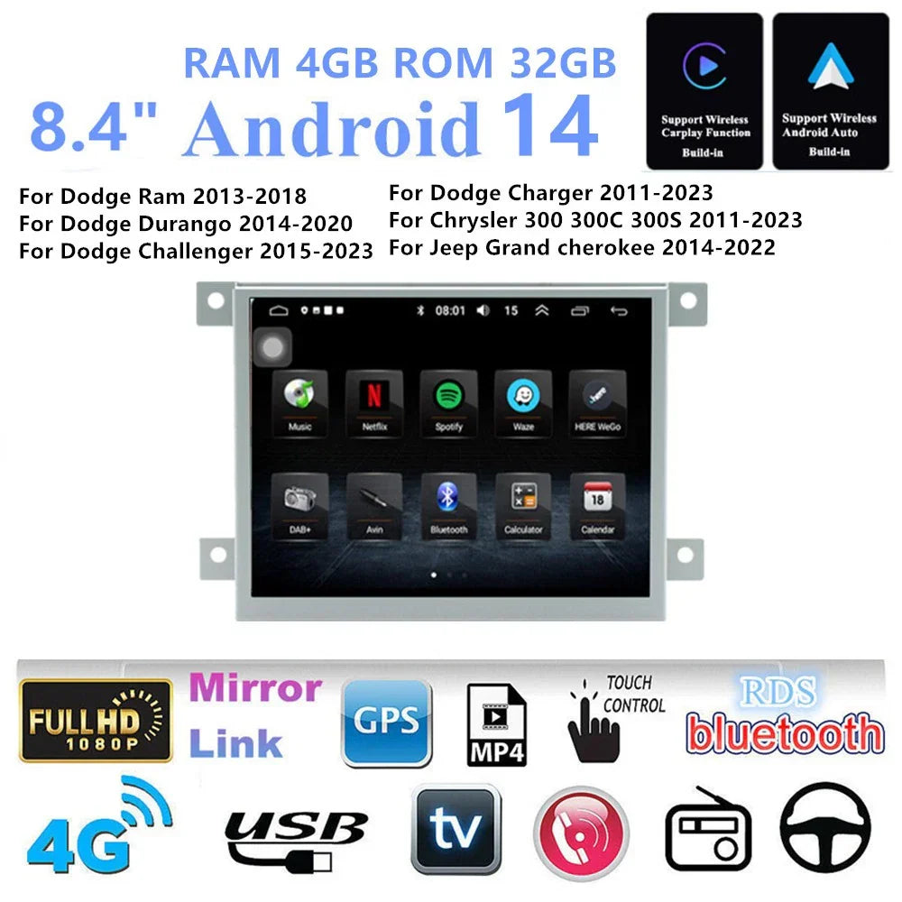 8.4'' Stereo Radio GPS for Dodge Challenger Charger 2011-2023 (2011-2023)